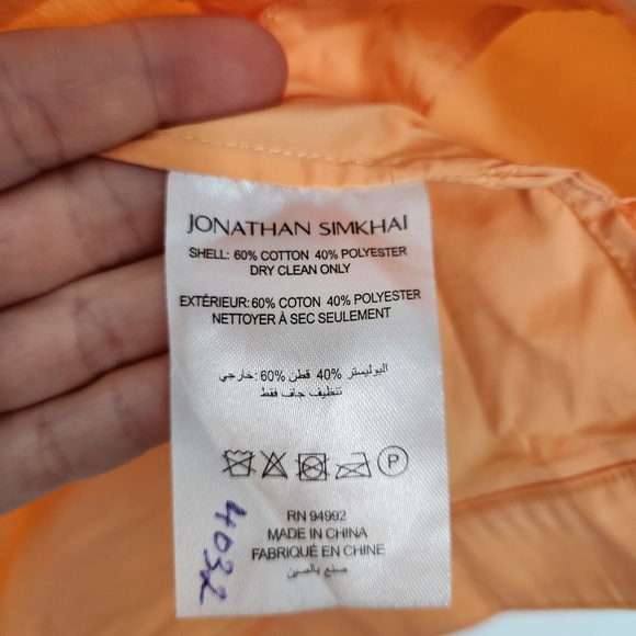 Jonathan Simkhai Hallie Puff Sleeve Blouse Peach S Designer Summer Quiet Luxury - Picture 6 of 8